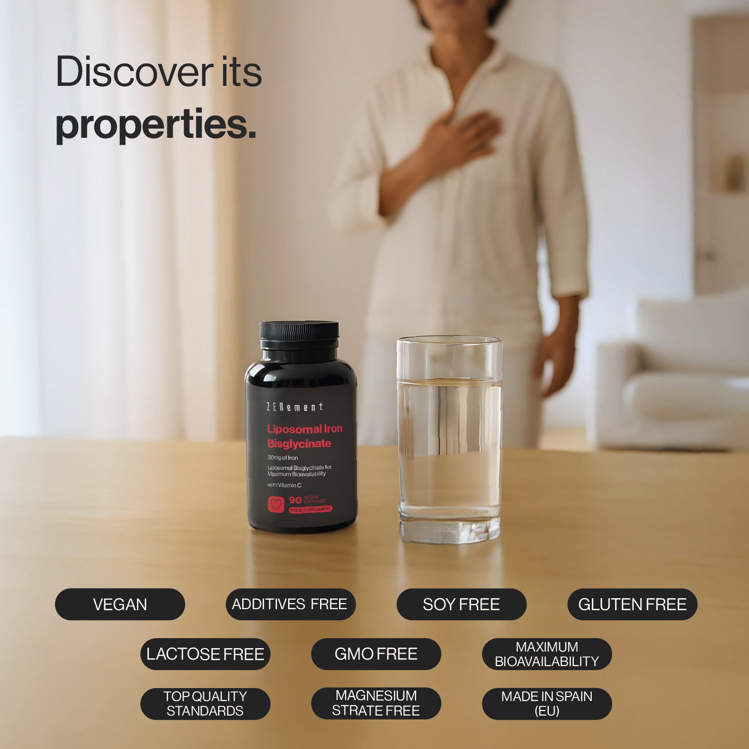 Bisglycinate de Fer Liposomal avec de la Vitamine C - 90 Gélules Véganes