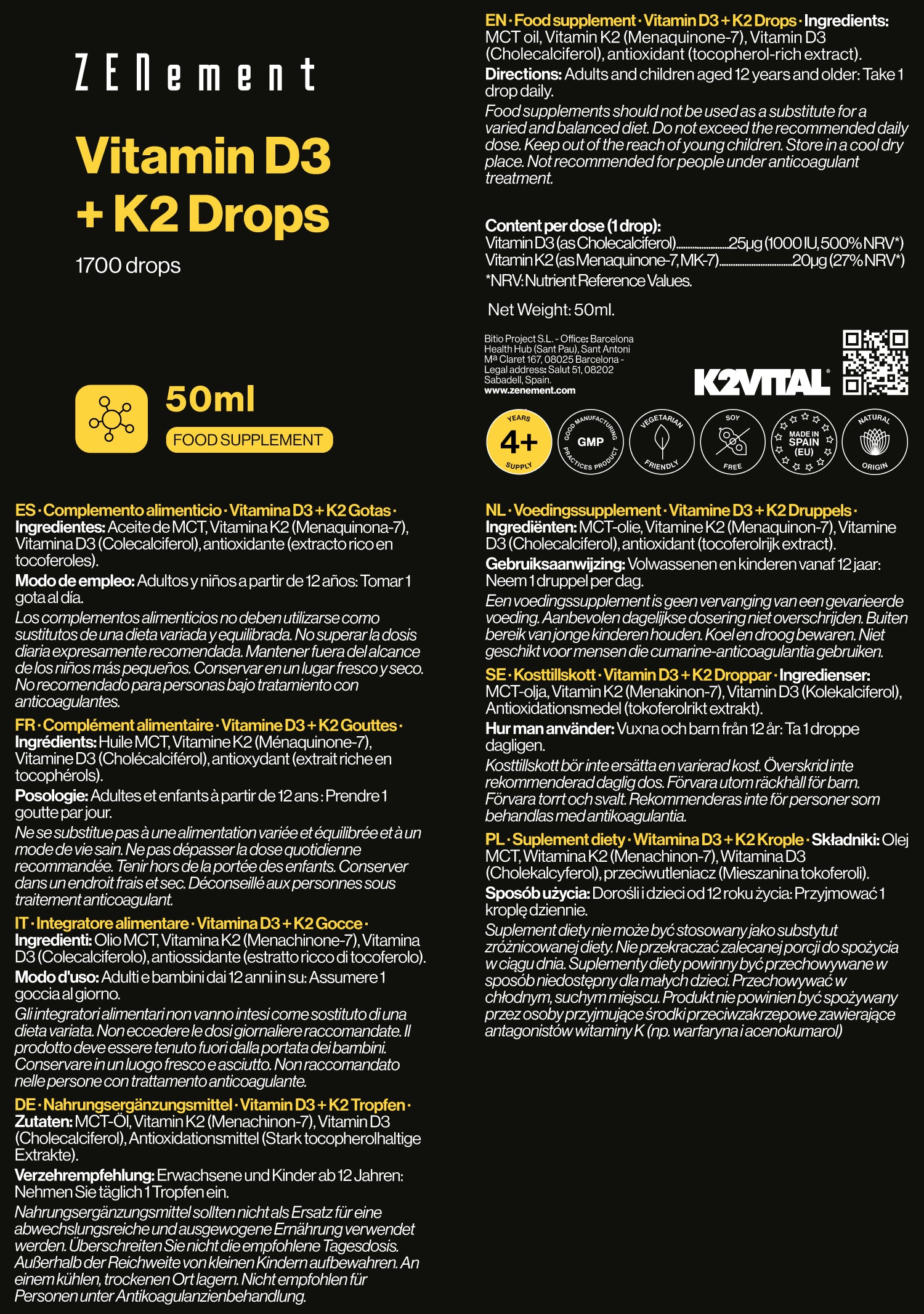 Vitamina D3 + K2 Gocce K2Vital - 50 ml
