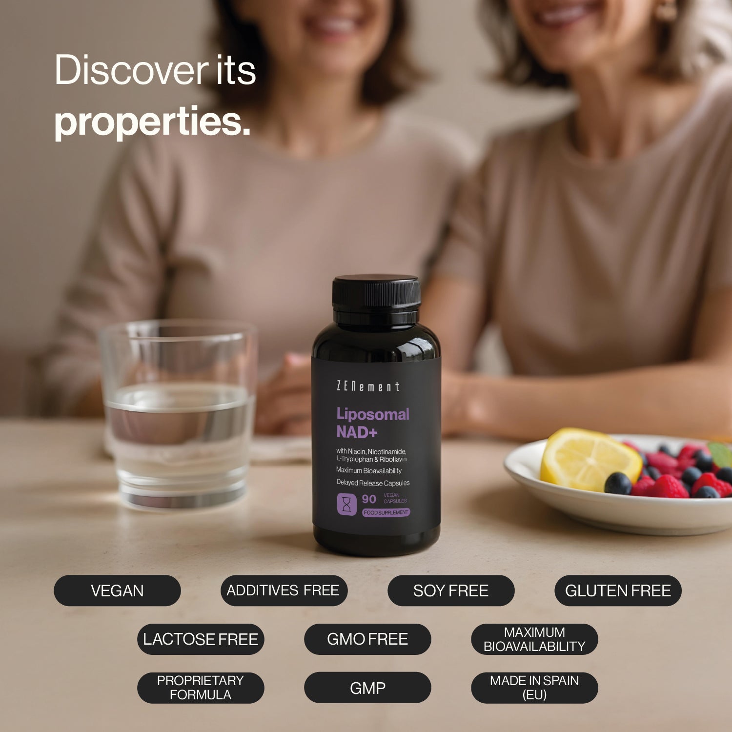 Liposomales NAD⁺ mit L-Tryptophan, Niacin, Nicotinamid und Riboflavin - 90 Vegane Kapseln