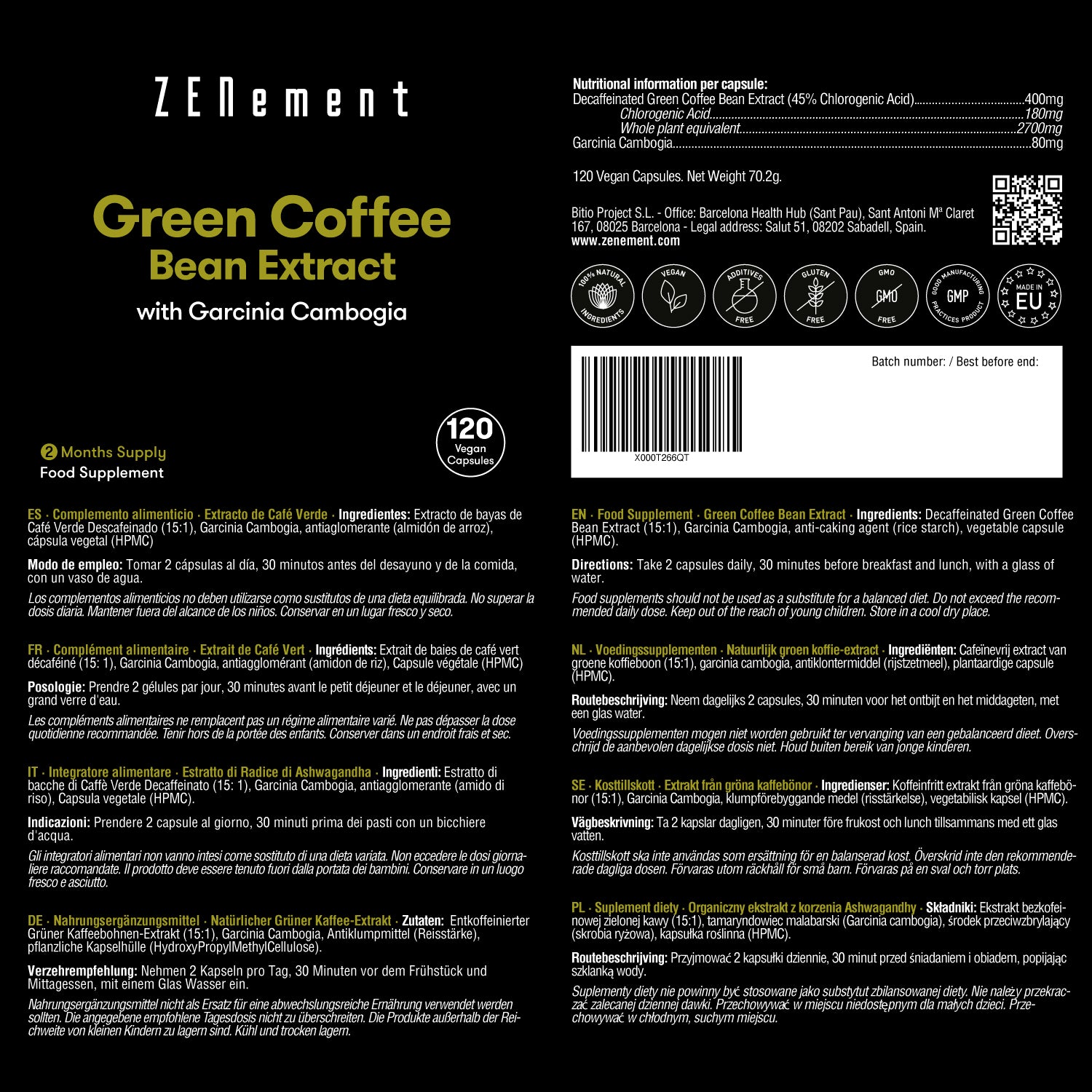 Green Coffee Bean Extract Zenement Food Supplements