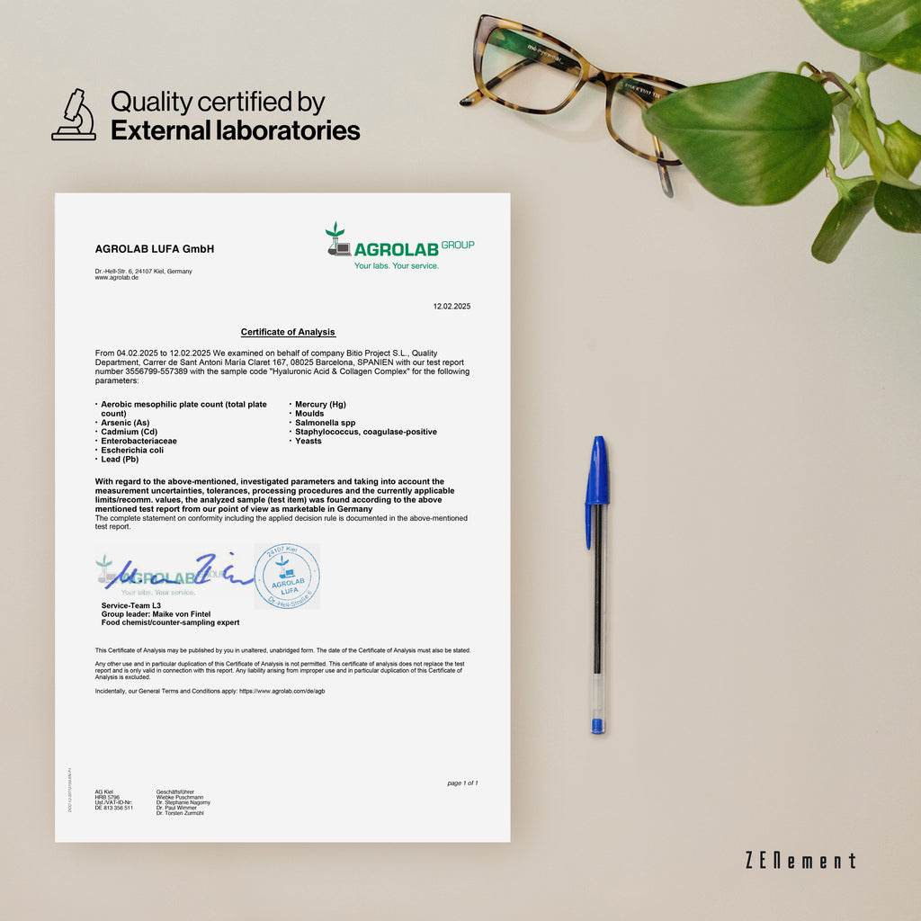 Acide Hyaluronique et Collagène avec Biotine, Zinc, Sélénium, Vitamine C et E - 150 Gélules
