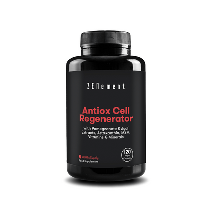 Antioxidante Regenerador Celular con Granada, Açaí, Astaxantina, MSM, Vitaminas C, E y Minerales (Zinc, Selenio y Cobre) - 120 Cápsulas