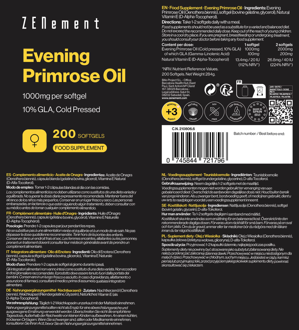 Olio di Enotera 1000 mg per capsula - 200 Capsule Softgel