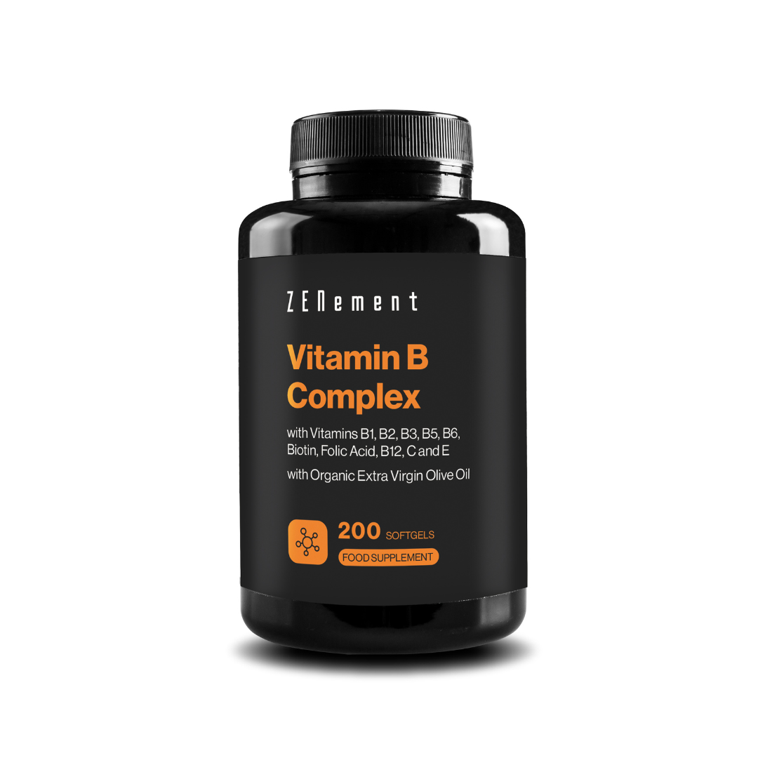 Complesso di Vitamine B con Vitamine B1, B2, B3, B5, B6, Biotina, Acido Folico, B12, C ed E - 200 Capsule Softgel