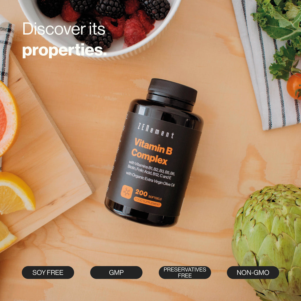 Complexe de Vitamines B Contient les 8 vitamines B essentielles + les vitamines C et E - 200 Capsules
