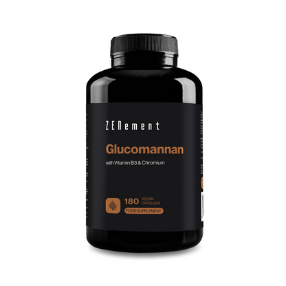 Glucomannan mit Vitamin B3 und Chrom - 180 Kapseln