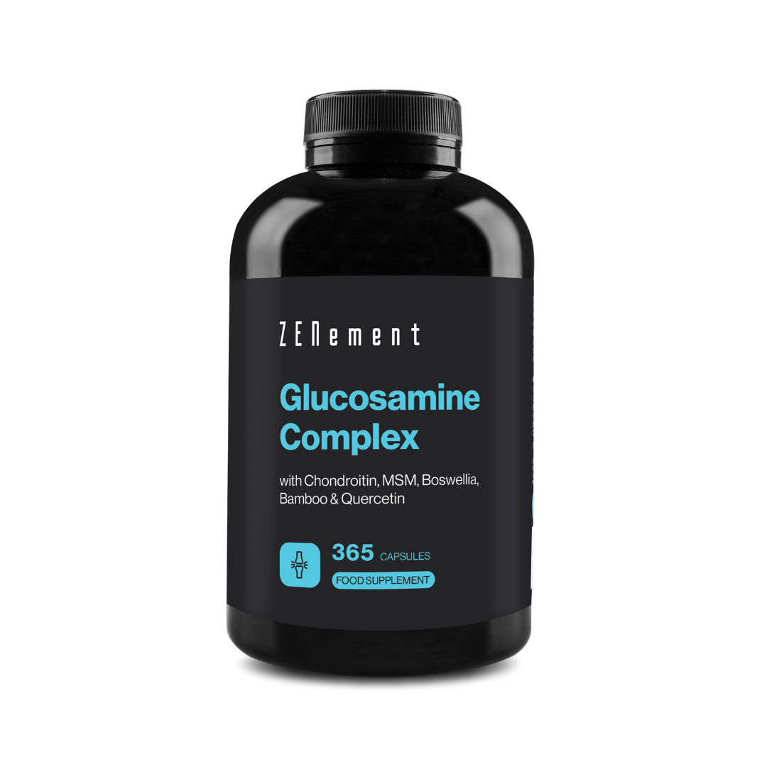 Complesso di Glucosamina con Condroitina, MSM, Boswellia, Bambù e Quercetina - 365 Capsule