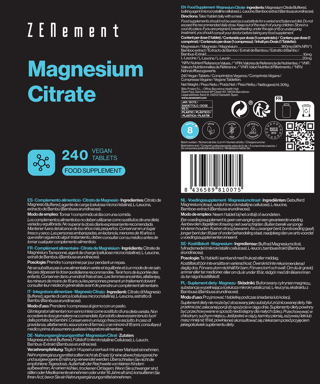 Citrato de Magnesio  - 240 Comprimidos
