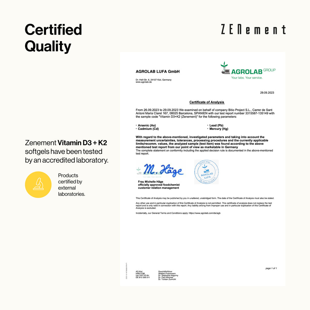 Vitamin D3 + K2 2000 IU & 150 µg MK-7 - 200 Weichkapseln