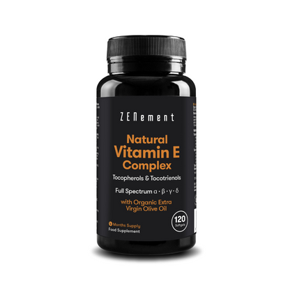 Natürlicher Vitamin E Komplex Tocopherole & Tocotrienole - 120 Weiche Kapseln