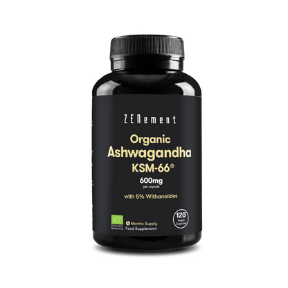 Ashwagandha Biologique KSM-66 600 mg par gélule - 120 Gélules