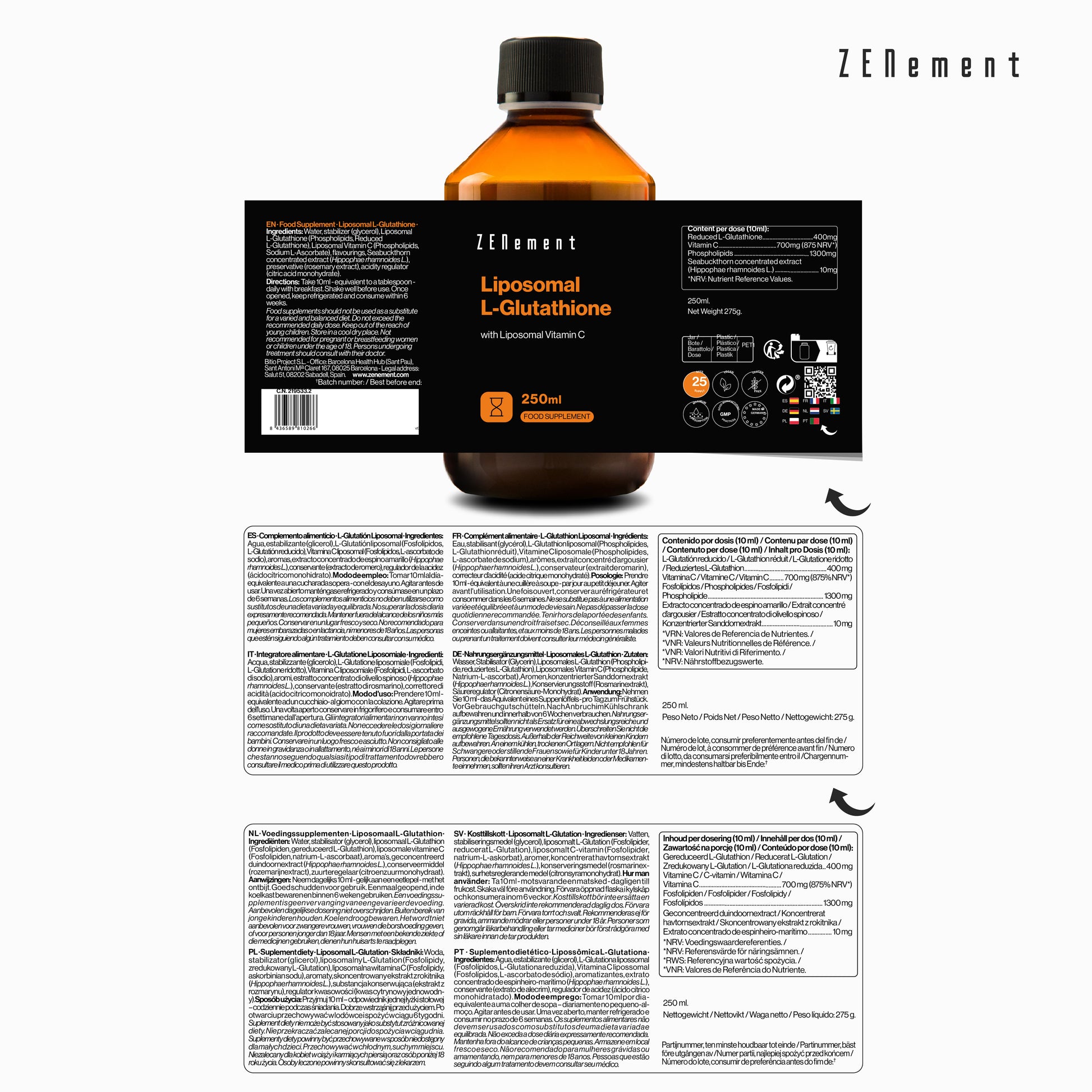 L-Glutathion + Vitamine C Liposomes | Complément Alimentaire L-Glutathion + Vitamine C Liposomes | Complément Alimentaire
