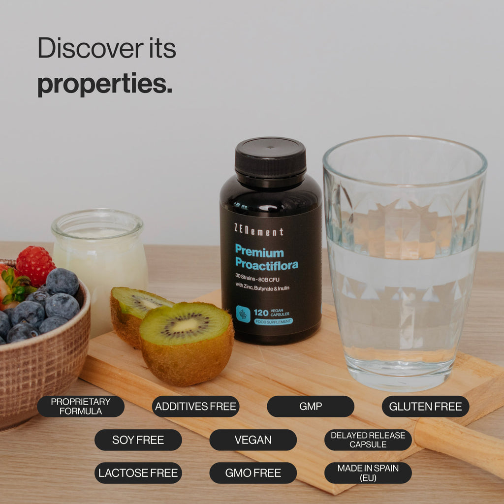 Premium Proactiflora 30 Souches | 80 milliards d'UFC + Butyrate, Inuline et Zinc - 120 Gélules