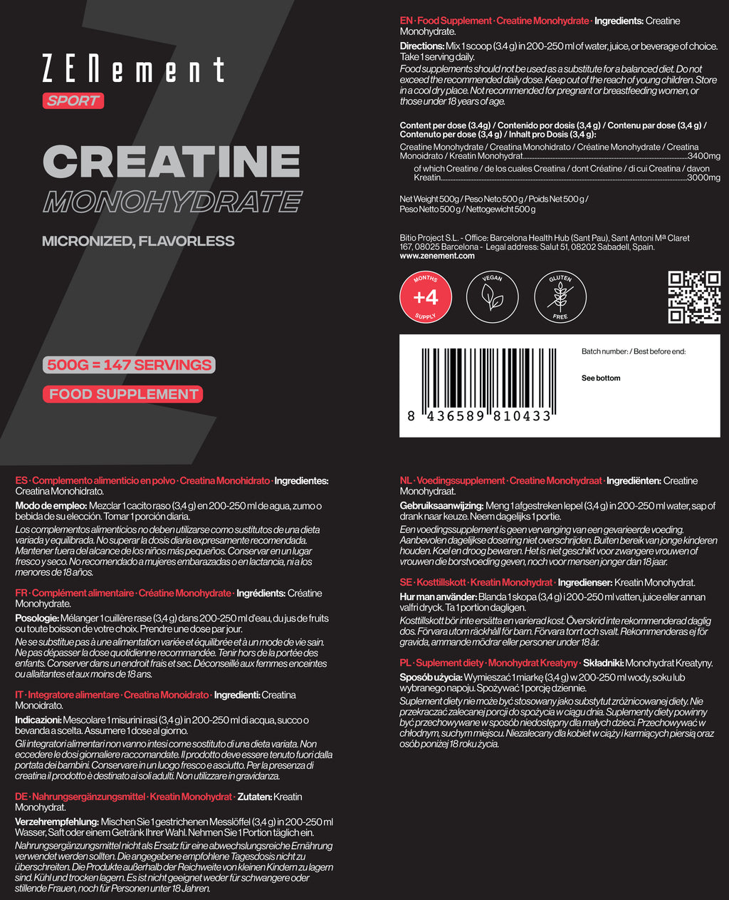 Creatina Monoidrato - 500g