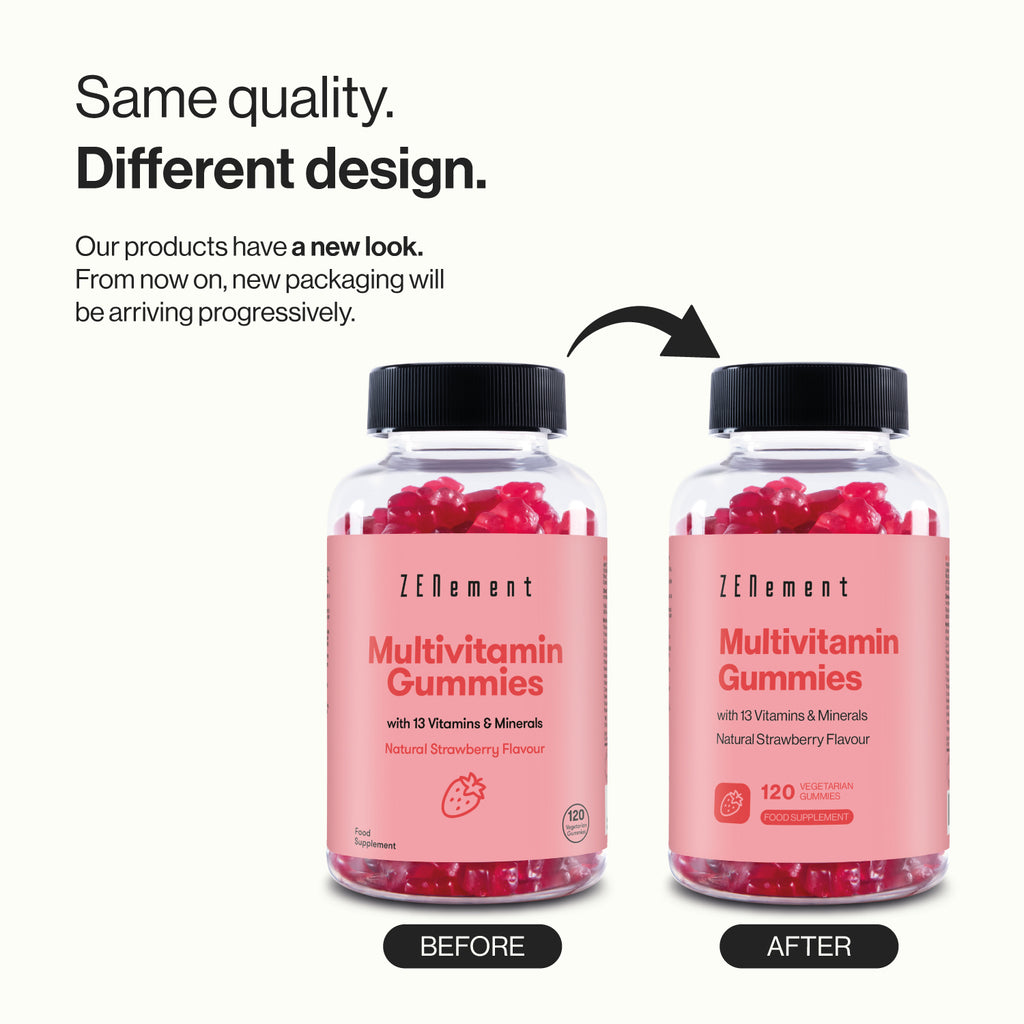 Gominolas Multivitaminas y Minerales, Para Niños, Mujeres y Hombres Sabor Natural a Fresa - 120 Gummies