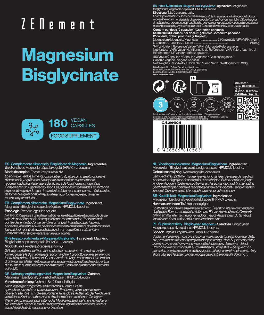 Magnésium Bisglycinate - 180 Gélules