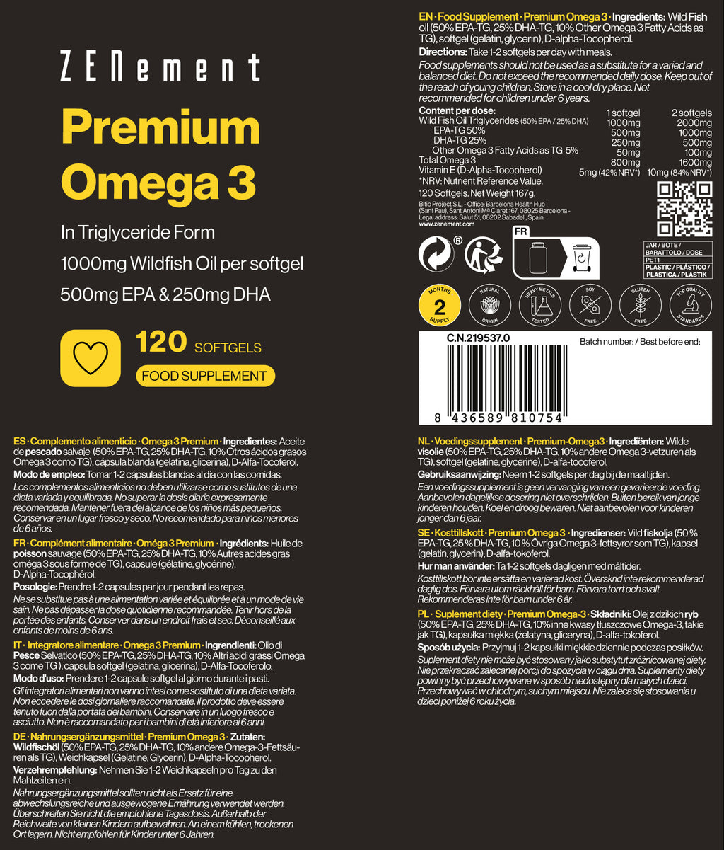 Omega 3 Premium In forma di Trigliceridi - 120 Capsule Softgel
