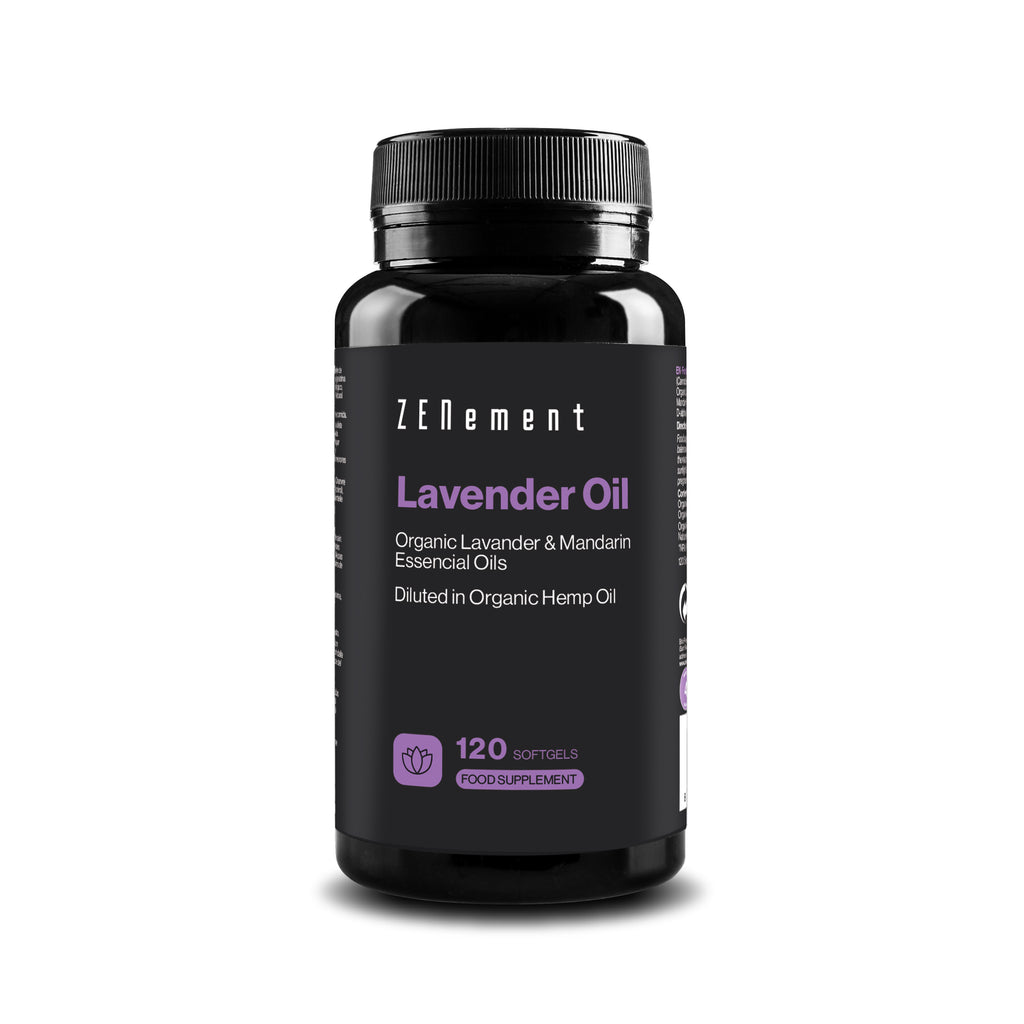 Lavendelöl mit Lavendel-, Mandarinen- und Hanföle - 120 Weichkapseln