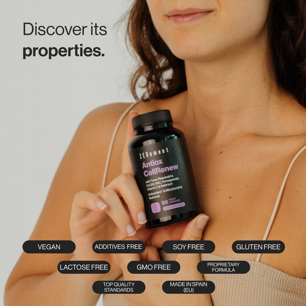 Antiox CellRenew mit Trans-Resveratrol, CoQ10, NAC, Granatapfel, Vitamin C und Selen
 - 90 Vegan Kapseln