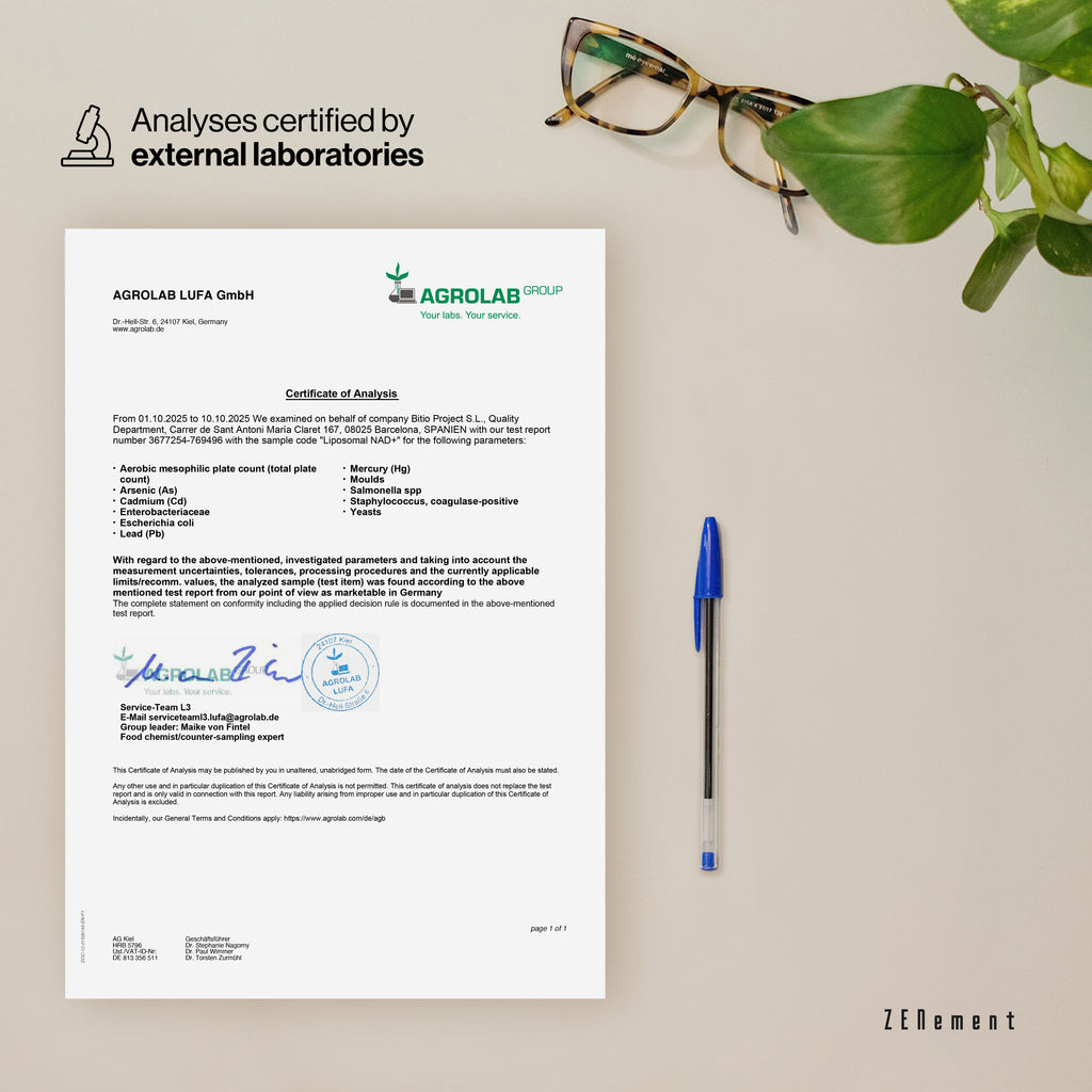 NAD⁺ Liposomal con L-Triptófano, Niacina, Nicotinamida y Riboflavina - 90 Cápsulas Veganas