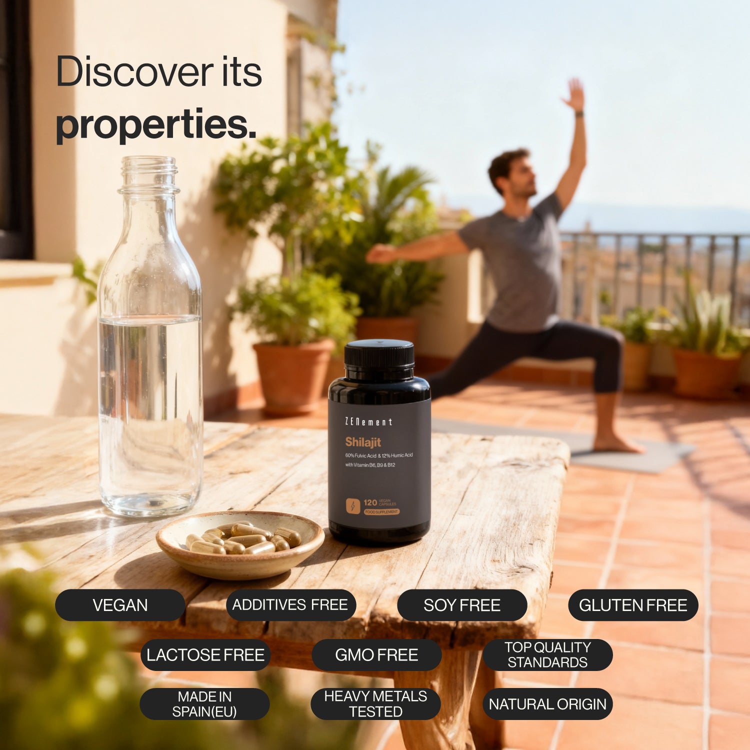 Shilajit  con Vitamina B6, B9 y B12 - 120 Cápsulas Veganas