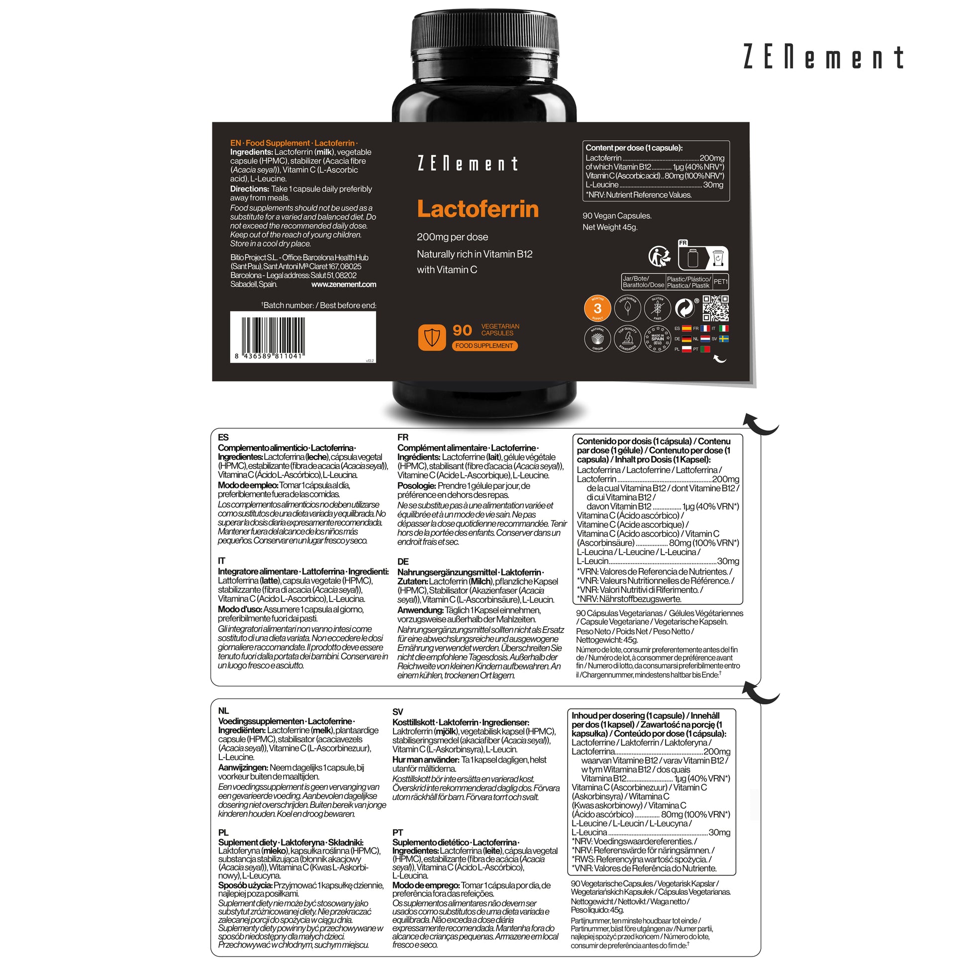 Lattoferrina 200 mg per dose - 90 Capsule Vegetariane