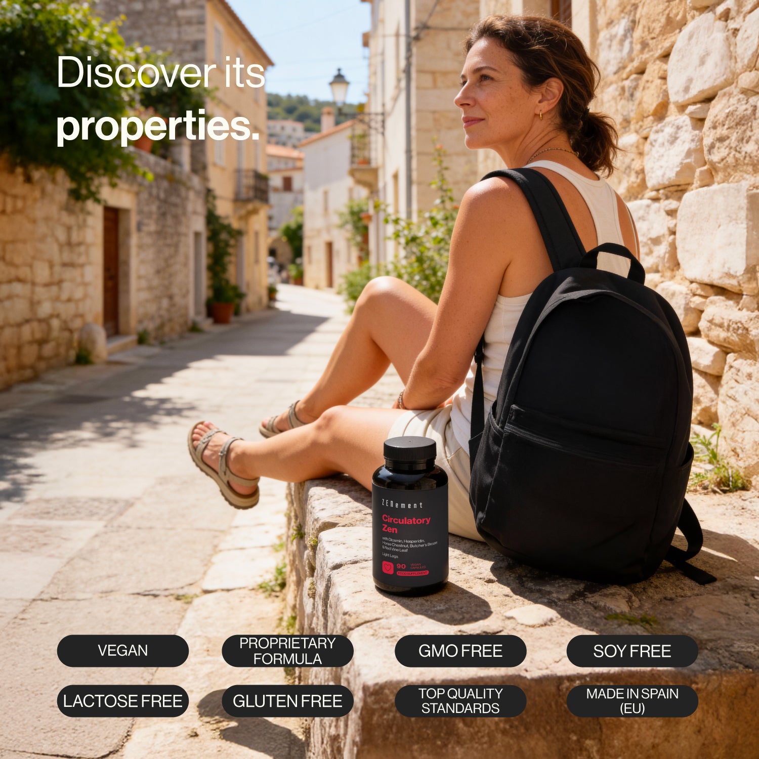 Circulatory Zen Avec Diosmine, Hespéridine, Marronnier d'Inde, Ruscus et Feuille de vigne rouge. - 90 Gélules Véganes