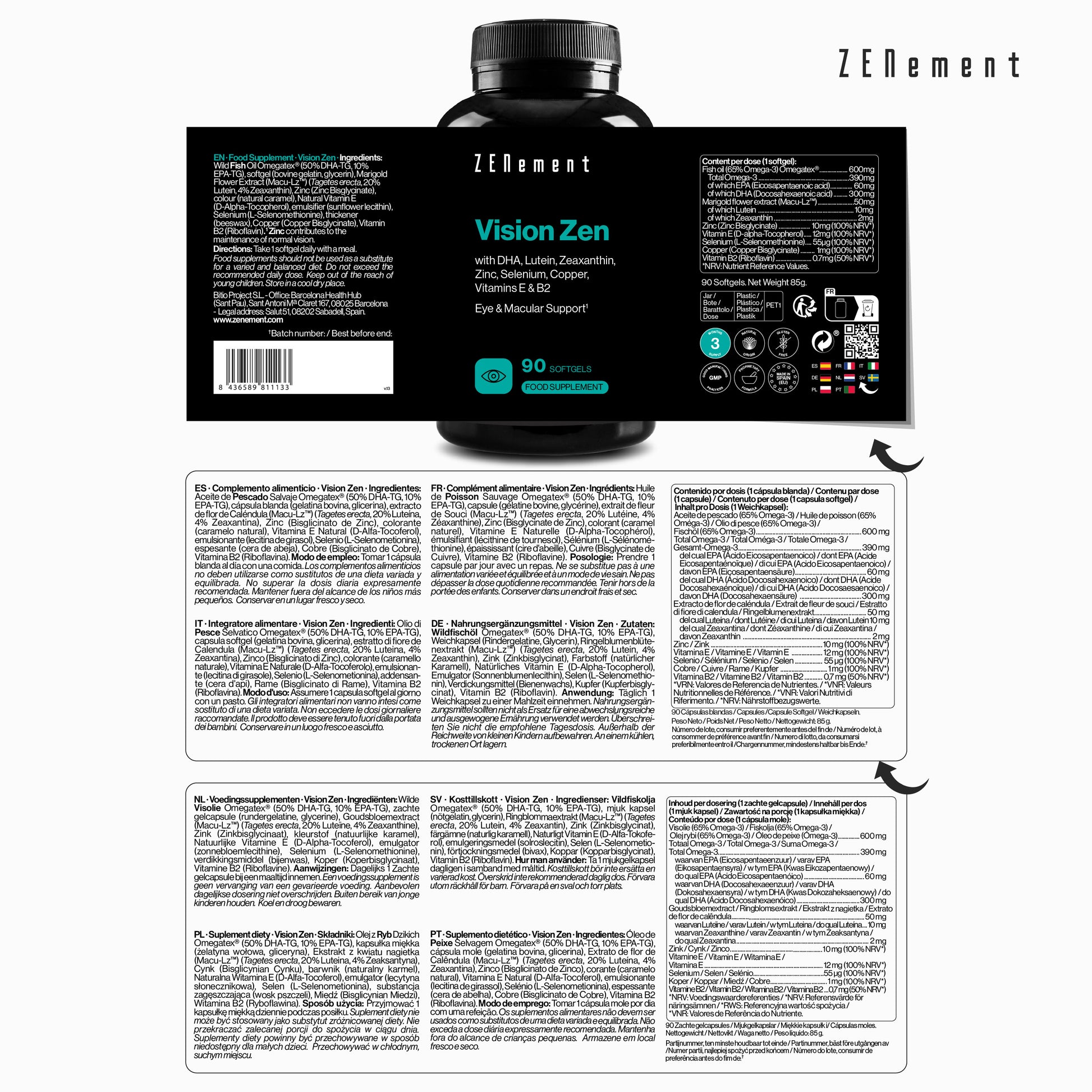 Vision Zen – Lutein, Zeaxanthin und DHA 300 mg – Zenement