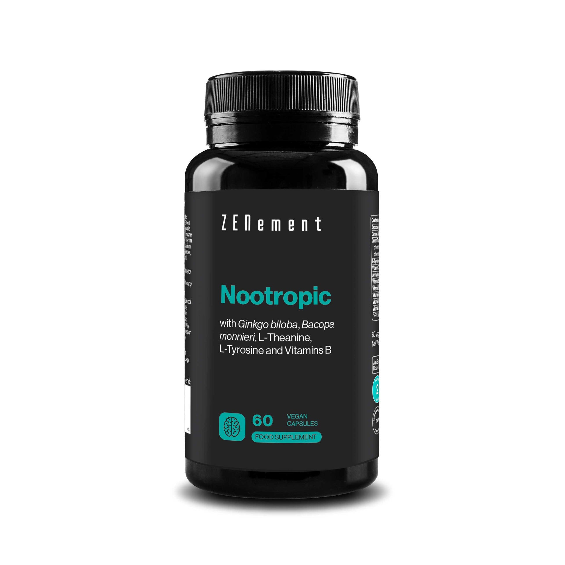 Nootropico con Ginkgo biloba, Bacopa monnieri, L-Teanina, L-Tirosina e Vitamine B