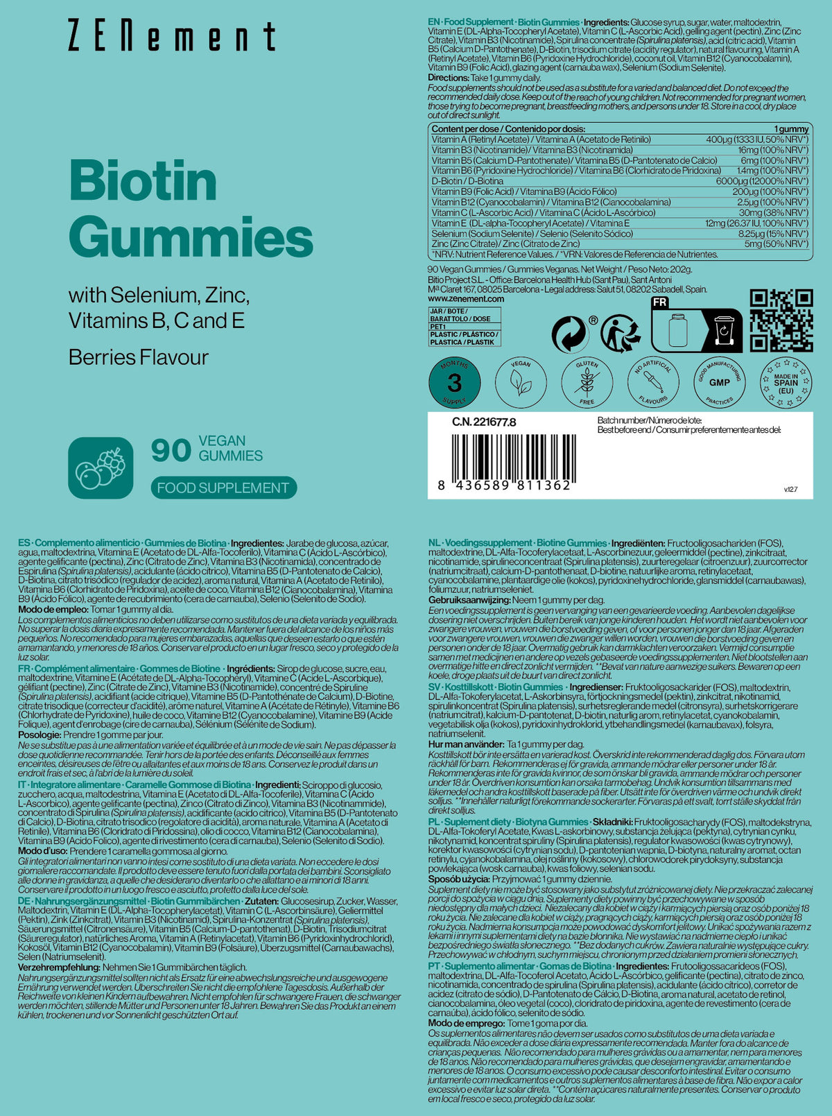 Biotin Gummibärchen mit Selen, Zink, Vitamin B, C und E