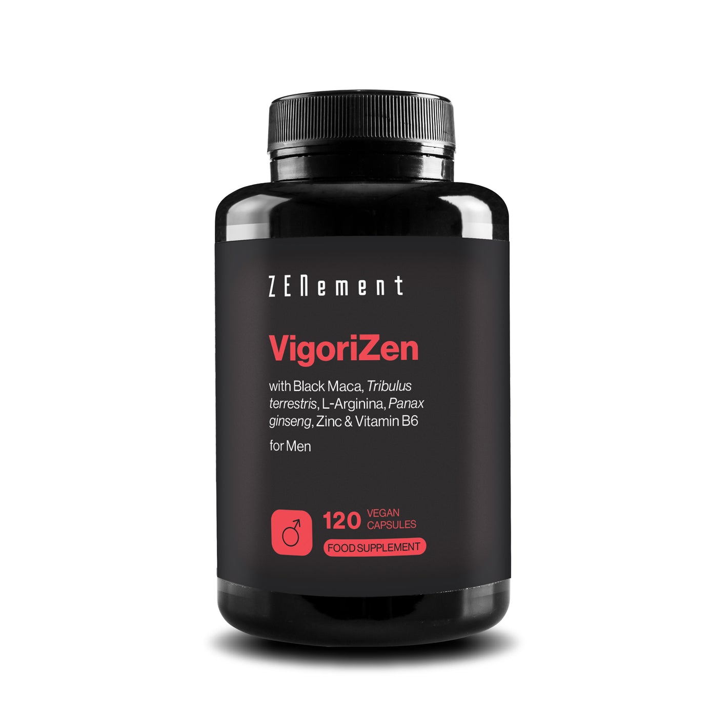 VigoriZen con Maca Negra, Tribulus terrestris, L-Arginina, Panax ginseng, Zinc y Vitamina B6 - 120 Cápsulas Veganas